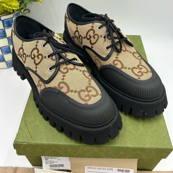 Men’s Gucci, maxi GG Supreme canvas loafers size 12 made in Italy - Picture 3 of 11